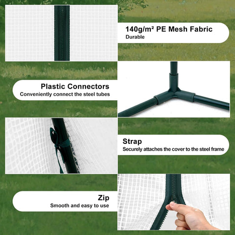 Rootz Conical Greenhouse - Garden Greenhouse - Plant House - Weather-Resistant, Durable Structure, Optimal Ventilation - 240cm x 200cm x 240cm / 160cm x 180cm x 160cm