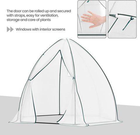 Rootz Conical Greenhouse - Garden Greenhouse - Plant House - Weather-Resistant, Durable Structure, Optimal Ventilation - 240cm x 200cm x 240cm / 160cm x 180cm x 160cm