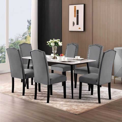 Rootz Set van 4 eetkamerstoelen - stoelen met hoge rugleuning - fluwelen zitting - ergonomisch ontwerp - duurzame constructie - vloerbescherming - 47 cm x 103 cm x 63 cm