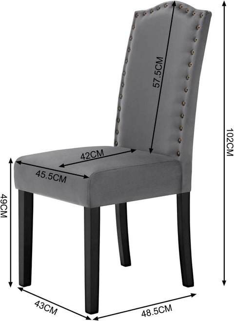 Rootz Set van 4 eetkamerstoelen - stoelen met hoge rugleuning - fluwelen zitting - ergonomisch ontwerp - duurzame constructie - vloerbescherming - 47 cm x 103 cm x 63 cm