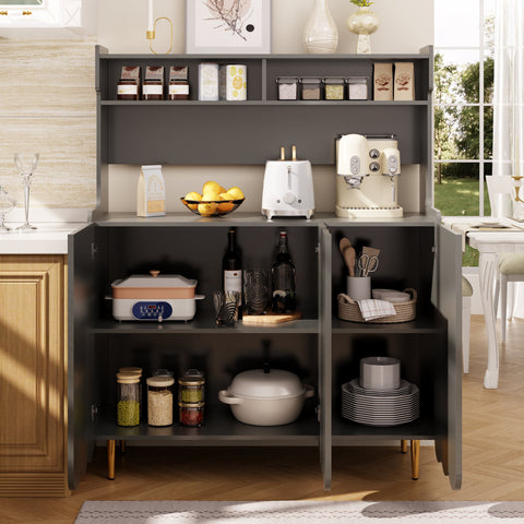 Rootz Modern Sideboard - Grey Storage Cabinet - Open Storage Shelf - Elegant Design - 120 x 40 x 150.8 cm