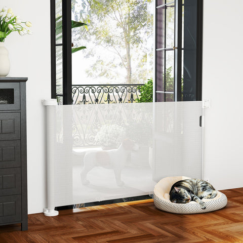 Rootz Extendable Stair Protection Grille - Pet Gate - Door Safety Gate - Secure Pets - 142 x 10 x 87 cm - White