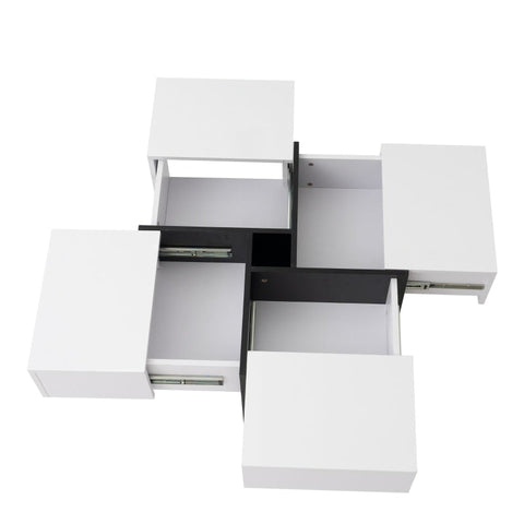 Rootz High-Gloss Coffee Table - Living Room Table - Center Table - Durable Design - 70cm x 70cm x 35cm