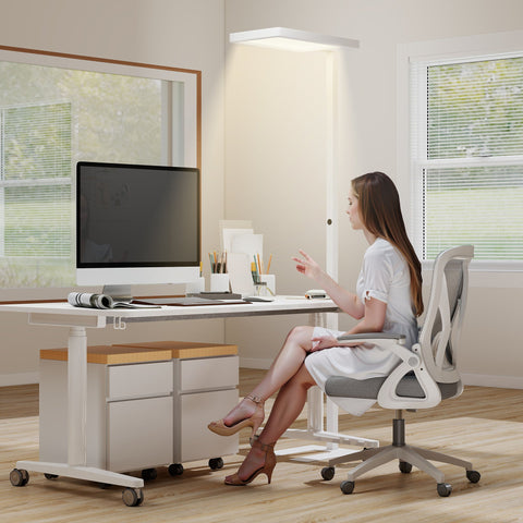 Rootz LED Floor Lamp - Eye-Friendly Lighting - Reading Light - Standing Lamp - Adjustable Brightness - Protects Eyes - 60x32x196cm - White