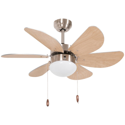 Rootz Ceiling Fan with Light - Chain Pull Switch - 3 Speeds - Energy-Efficient Lighting - Versatile Airflow - Quiet Operation - 76cm x 76cm x 41.5cm - White