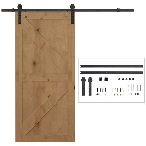 Rootz Rustic Sliding Door Hardware Kit - Barn Door Track - Carbon Steel - Space-Saving - 200cm x 4cm x 0.6cm - Stylish Home Upgrade