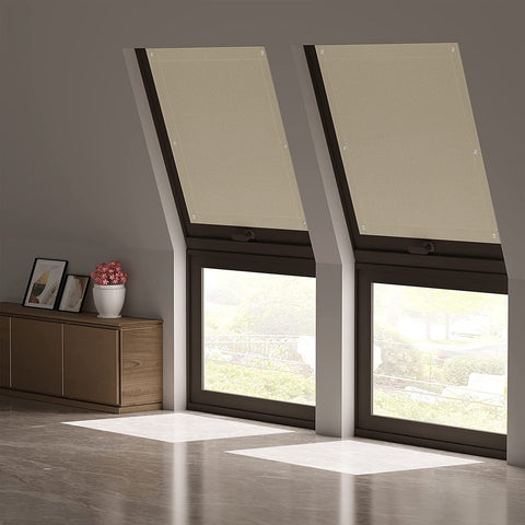 Rootz Thermo Roof Window Roller Blind - Brown Roller Shade - Light Blocking Blind - 100% Sun & Heat Protection - 60x73 cm