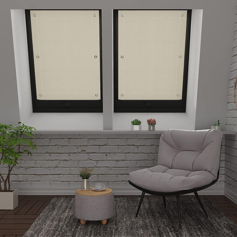 Rootz Thermo Roof Window Roller Blind - Darkening Roller Shade - Sun Protection - 96x120cm - No Drilling Required - Blocks All Light - Portable Design