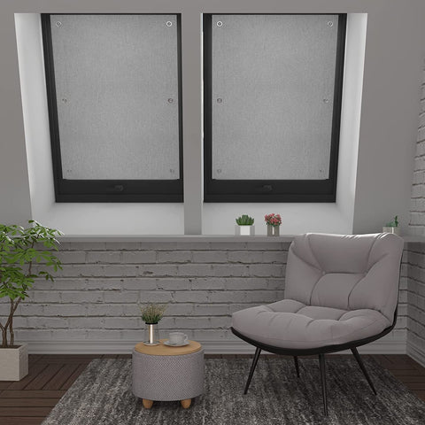 Rootz Thermo Window Roller Blind - Sunshade - Privacy Blind - 100% Light Block - Grey 48x73 cm - Portable & Non-Drilling