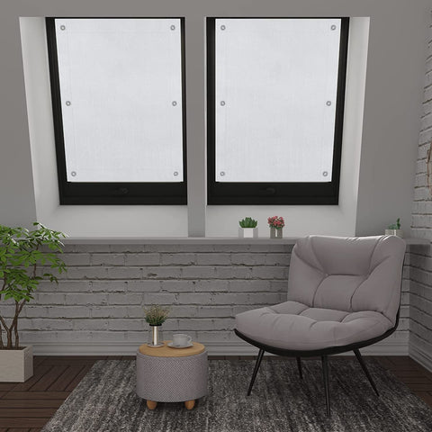 Rootz Thermal Roof Window Roller Blind - Sunshade - Light Blocker - No Drilling - 60x93cm - White - Complete Darkness & Heat Protection