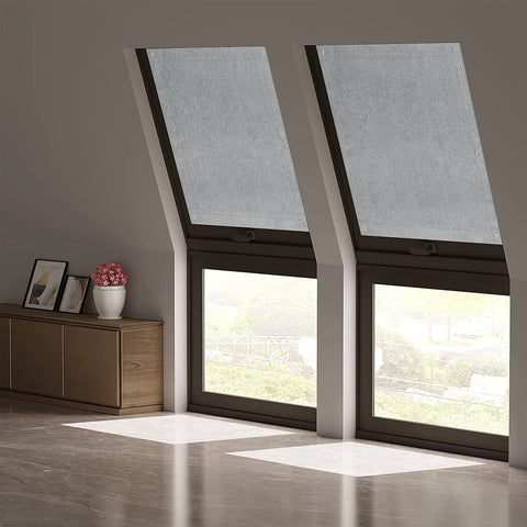 Rootz Thermal Roof Window Roller Blind - Blackout Blind - Sunshade - 100% Sun Protection - Grey - 60x73cm - Easy No-Drill Installation