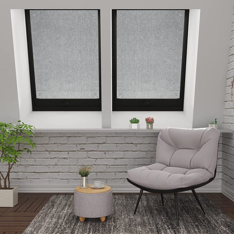 Rootz Skylight Blackout Roller Blind - Remote Suction Cups - Opaque Fabric - 100% Sun Protection - Polyester - Easy to Assemble - Selectable Size