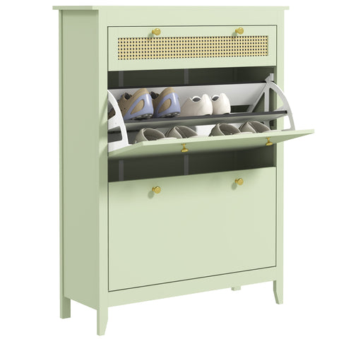 Rootz Shoe Cabinet - Shoe Chest - Shoe Storage - Organizes 12 Pairs - 88 x 30 x 120 cm - Green