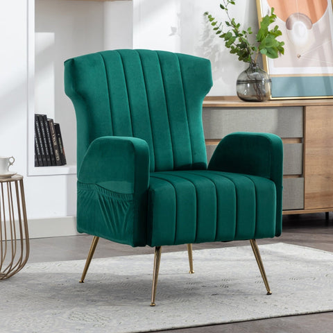 Rootz Velvet Armchair - Lounge Chair - Accent Seating - Superior Comfort & Style - 69cm x 72cm x 90cm