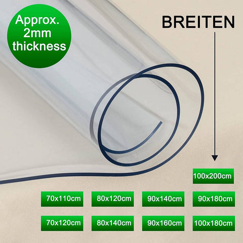 Rootz Transparent PVC Tablecloth - Waterproof Table Film - Clear Dining Protector - Scratch Resistant - 70x120 cm