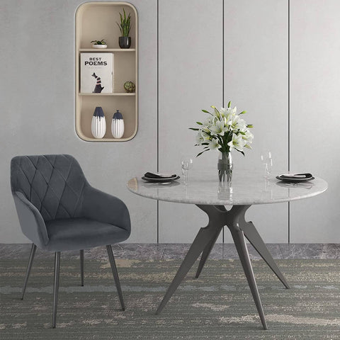 Rootz Velvet Dining Chairs - Comfort Chairs - Stylish Seating - Ergonomic Design - Luxuriously Padded - Sturdy Metal Frame - 44cm x 42.5cm x 85.5cm
