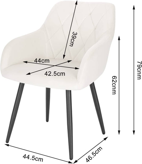 Rootz Velvet Dining Chairs - Comfort Chairs - Stylish Seating - Ergonomic Design - Luxuriously Padded - Sturdy Metal Legs - 44cm x 42.5cm x 46.5cm
