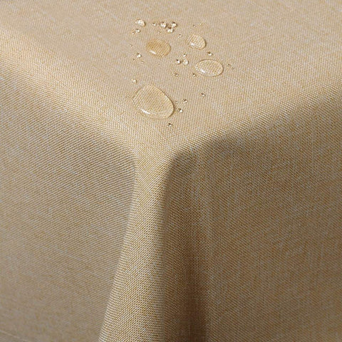 Rootz Washable Brown Tablecloth - Dining Cover - Polyester Linen Look - Water-Repellent - 135x200cm