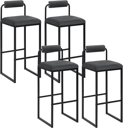 Rootz Bar Stool - High Chair - Velvet Upholstered Ergonomic Stool - Comfortable Seating - Durable & Stylish - Easy Assembly - 39cm x 95.5cm x 38.5cm