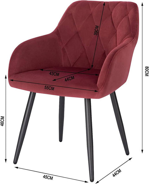 Rootz Velvet Dining Chair - Ergonomic Chair - Comfortable Seating - Luxurious Velvet Upholstery - Sturdy Metal Frame - 44cm x 42.5cm x 46.5cm