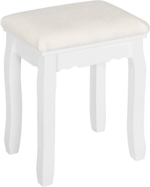 Rootz Elegant White Makeup Stool - Vanity Seat - Dressing Chair - Comfortable Velvet Cover - Versatile Use - Durable Construction - 38cm x 45cm x 28.5cm