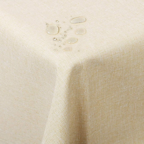Rootz Brown Linen-Look Tablecloth - Dining Table Cover - Rectangular Table Linen - Water-Repellent - 130x260cm