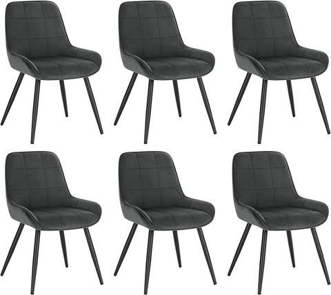Rootz Set of 6 Dining Chairs - Velvet Accent Chairs - Upholstered Chairs - Ergonomic Design, Floor Protection, Durable Construction - 81.5cm x 38cm x 43cm