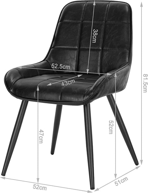 Rootz Set of 2 Dining Chairs - Upholstered Chairs - Faux Leather Chairs - Ergonomic Design, Robust Structure, Floor Protection - 38cm x 43cm x 81.5cm