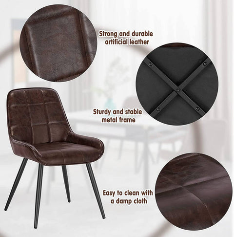 Rootz Set of 2 Dining Chairs - Upholstered Accent Chairs - Faux Leather Seating - Ergonomic Design, Durable Structure, Floor Protection - 81.5cm x 38cm x 43cm