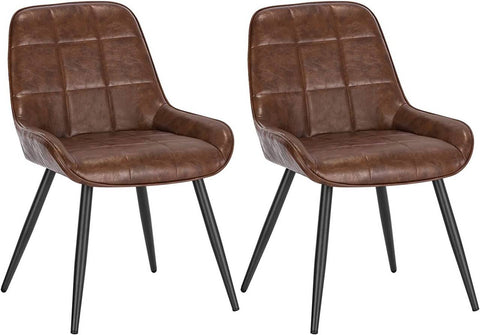 Rootz Set of 2 Dining Chairs - Accent Chairs - Upholstered Chairs - Faux Leather - Ergonomic & Comfortable - Robust & Stable - Floor Protection - 81.5cm x 38cm x 43cm