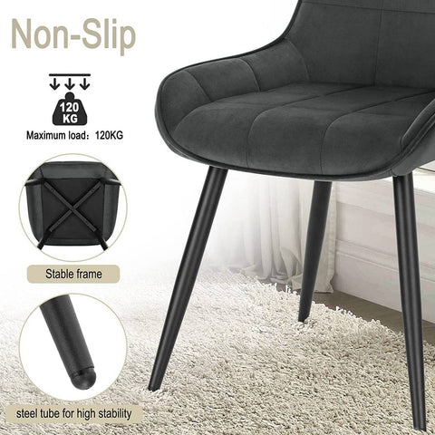 Rootz Set of 6 Dining Chairs - Velvet Accent Chairs - Upholstered Chairs - Ergonomic Design, Floor Protection, Durable Construction - 81.5cm x 38cm x 43cm