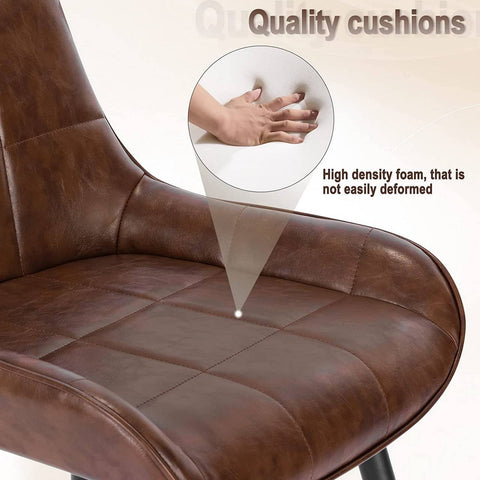 Rootz Set of 2 Dining Chairs - Accent Chairs - Upholstered Chairs - Faux Leather - Ergonomic & Comfortable - Robust & Stable - Floor Protection - 81.5cm x 38cm x 43cm