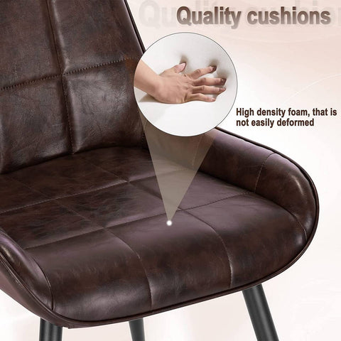 Rootz Set of 2 Dining Chairs - Upholstered Accent Chairs - Faux Leather Seating - Ergonomic Design, Durable Structure, Floor Protection - 81.5cm x 38cm x 43cm