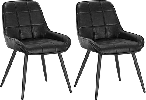 Rootz Set of 2 Dining Chairs - Upholstered Chairs - Faux Leather Chairs - Ergonomic Design, Robust Structure, Floor Protection - 38cm x 43cm x 81.5cm