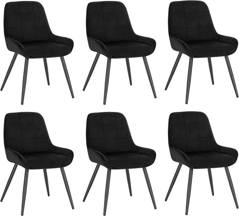 Rootz Set of 6 Dining Chairs - Velvet Accent Chairs - Upholstered Chairs - Ergonomic Design, Durable, Floor Protection - 81.5cm x 38cm x 43cm
