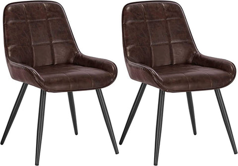 Rootz Set of 2 Dining Chairs - Upholstered Accent Chairs - Faux Leather Seating - Ergonomic Design, Durable Structure, Floor Protection - 81.5cm x 38cm x 43cm