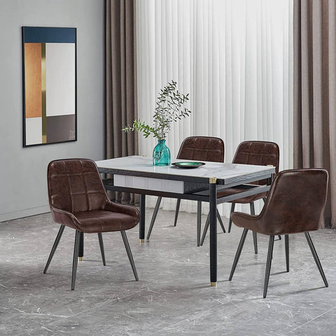 Rootz Set of 4 Dining Chairs - Upholstered Accent Chairs - Faux Leather Chairs - Ergonomic Design - Sturdy & Durable - Floor Protection - 38cm x 43cm x 81.5cm