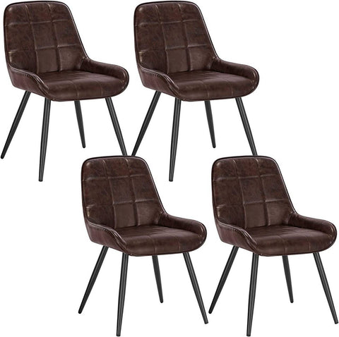 Rootz Set of 4 Dining Chairs - Upholstered Accent Chairs - Faux Leather Chairs - Ergonomic Design - Sturdy & Durable - Floor Protection - 38cm x 43cm x 81.5cm