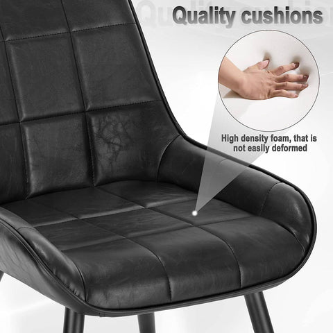 Rootz Set of 6 Dining Chairs - Upholstered Chairs - Faux Leather Seats - Ergonomic Design - Sturdy & Durable - Floor Protection - 81.5cm x 38cm x 43cm