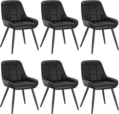 Rootz Set of 6 Dining Chairs - Upholstered Chairs - Faux Leather Seats - Ergonomic Design - Sturdy & Durable - Floor Protection - 81.5cm x 38cm x 43cm