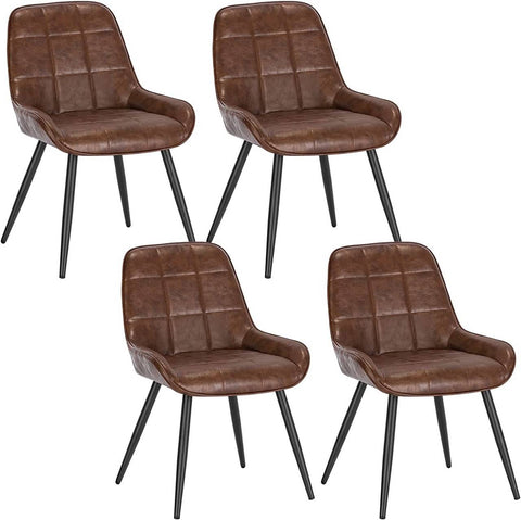 Rootz Set of 4 Dining Chairs - Upholstered Chairs - Faux Leather Chairs - Ergonomic Design - Durable & Stable - Floor Protection - 81.5cm x 38cm x 43cm