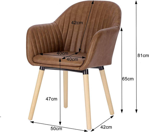 Rootz Ergonomic Dining Chair - Office Chair, Lounge Chair - Comfortable, Durable, Easy to Assemble - Faux Leather - 55cm x 81cm x 59cm