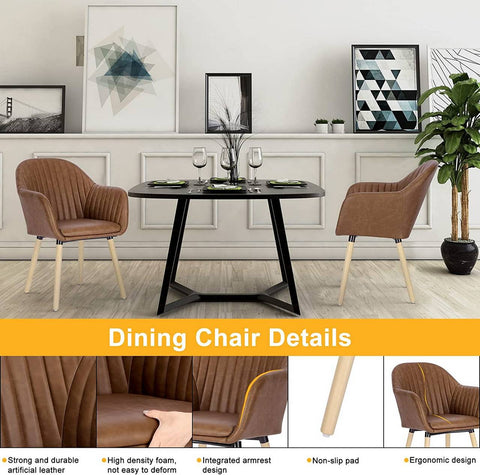 Rootz Ergonomic Dining Chair - Office Chair, Lounge Chair - Comfortable, Durable, Easy to Assemble - Faux Leather - 55cm x 81cm x 59cm