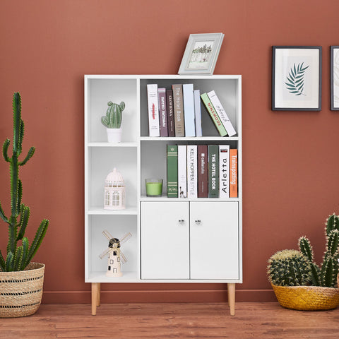 Rootz Scandinavian Bookshelf - White Storage Unit - Display Shelf - Modern Design - 80l x 23.5b x 123h cm