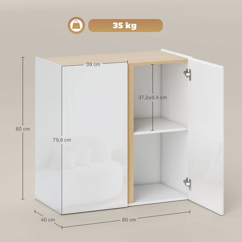 Rootz White Chest of Drawers - Sideboard - Soft-Close Doors - Adjustable Shelves - 80x40x80 cm