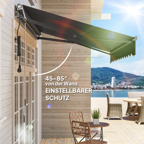 Rootz Klemmmarkise Awning - Retractable Canopy - Sun Shade - UV Protection - 296cm x 250cm - Durable Aluminum & Polyester Fabric