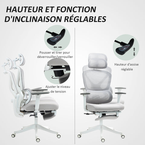 Rootz Ergonomic Office Chair - Adjustable Office Chair - Tiltable Desk Chair - Lumbar Support - 71x70x109-119cm - Breathable Fabric