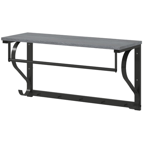 Rootz Wall-Mounted Clothes Rack - Coat Hooks - Versatile Organizer - Industrial Design - 70cm x 25cm x 35.4cm - Grey