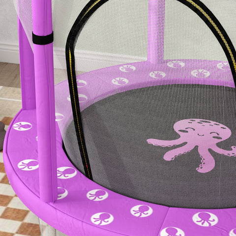 Rootz Children's Trampoline with Safety Net - Kids Bounce Platform - Jumping Mat - Extreme Jumping Power - Ø140 x 190H cm, Violet