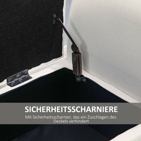 Rootz Cream White Bench with Storage - Upholstered Seat - Elegant Design - Spacious Space - 111.5cm x 41cm x 65cm